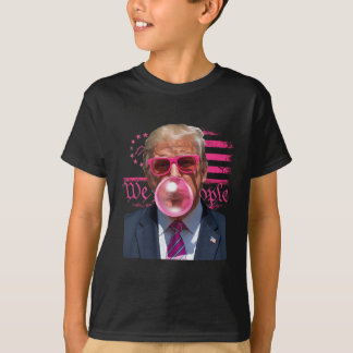 Grappige Donald Trump Bubble Gum Roze 4 juli Ameri T-shirt