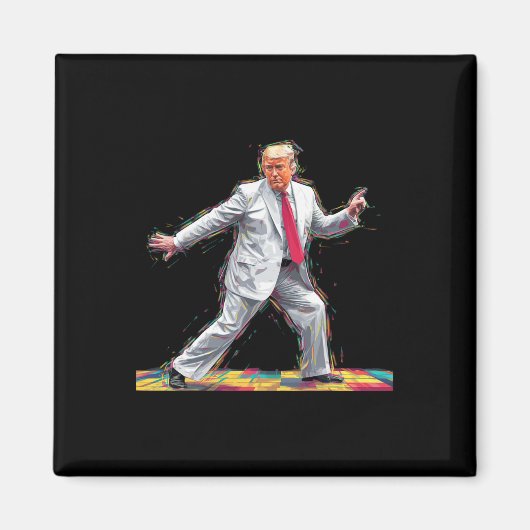 Grappige Donald Trump Disco Dancing 60s 70s 80s Pr Magneet (Voorkant)