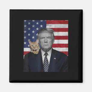 Grappige Donald Trump en de politieke vlag van de Magneet