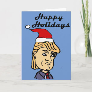 Grappige Donald Trump in de Cartoon van Kerstmis Feestdagen Kaart