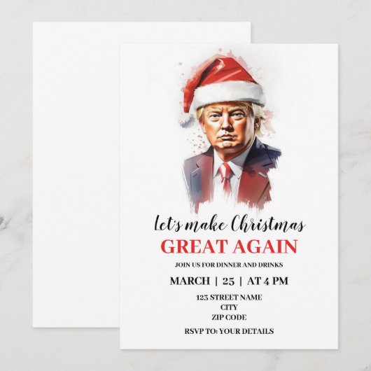 Grappige Donald Trump kerst uitnodiging (Voorkant / Achterkant)