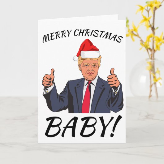 Grappige Donald Trump Kerstkaarten Kaart (Gele Bloem)
