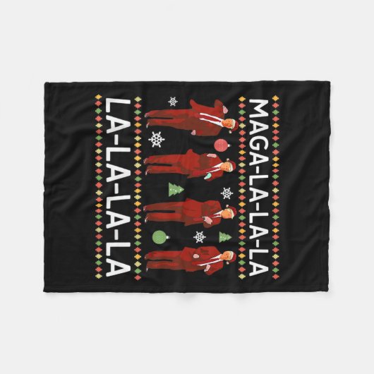 Grappige Donald Trump lelijke kersttrui. La La L Fleece Deken (Voorkant (Horizontaal))