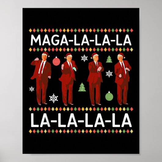 Grappige Donald Trump lelijke kersttrui. La La L Poster (Voorkant)