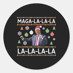 Grappige Donald Trump lelijke kersttrui. La La L Ronde Sticker