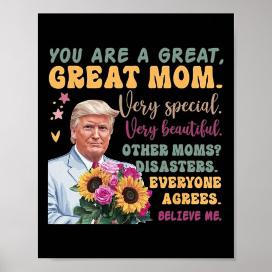 Grappige Donald Trump Moederdag Houd Bloem Grappig Poster (Voorkant)