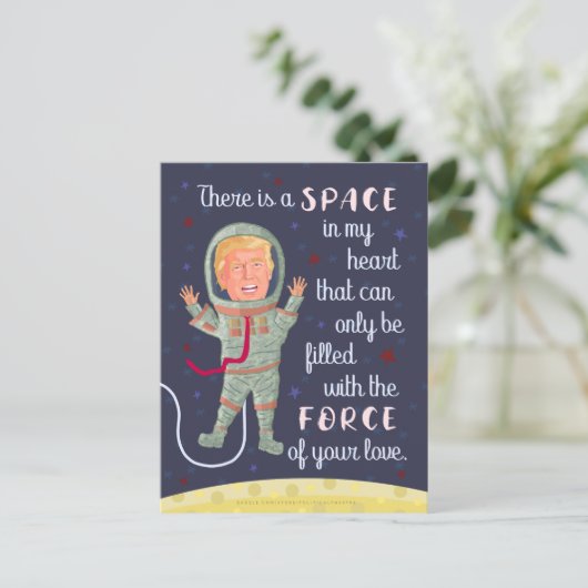 Grappige Donald Trump Outer Space Valentijnsdag Feestdagenkaart (Staand voorkant)