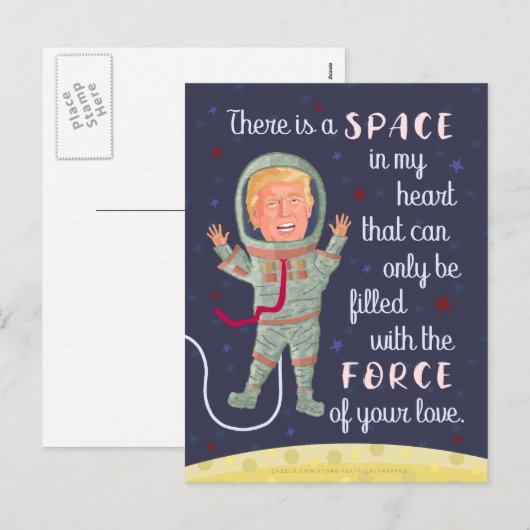 Grappige Donald Trump Outer Space Valentijnsdag Feestdagenkaart (Voorkant / Achterkant)