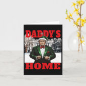 Grappige Donald Trump Papa is thuis Witte Huis Ker Kaart (Gele Bloem)