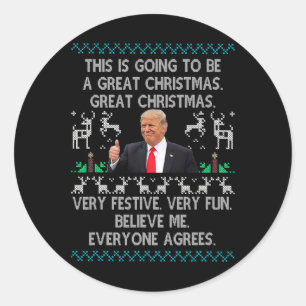 Grappige Donald Trump Prettig Kerstmis Xmas Pyjama Ronde Sticker