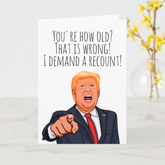 Grappige Donald Trump Verjaardag Kaart (Gele Bloem)