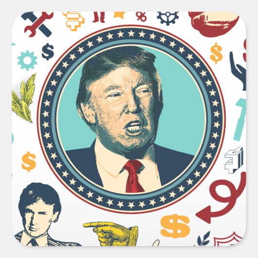 grappige donald trump vierkante sticker (Voorkant)