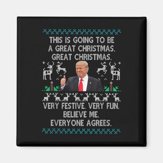 Grappige Donald Trump Vrolijke Kerstpyjama Magneet (Voorkant)