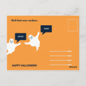 Grappige donkerblauwe en oranje Halloween Briefkaart (Achterkant)