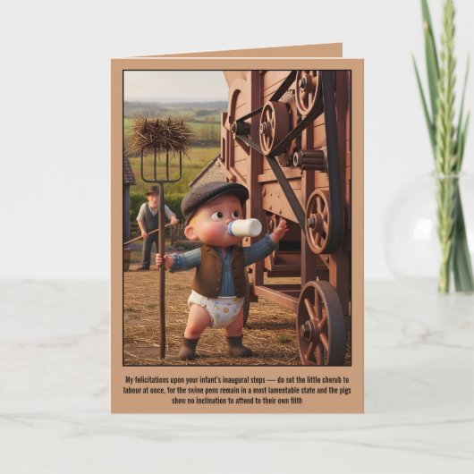 Grappige donkere humor baby's eerste stapjes kaart (Voorkant)
