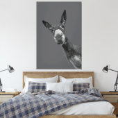 Grappige Donkey Grayscale Portretkunst Canvas Afdruk (Insitu (Slaapkamer))