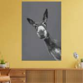 Grappige Donkey Grayscale Portretkunst Canvas Afdruk (Insitu (Woonkamer))