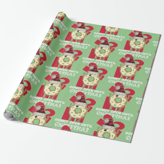 Grappige Don't Open tot Kerstmis Donut Cadeaupapier (Uitgerold)