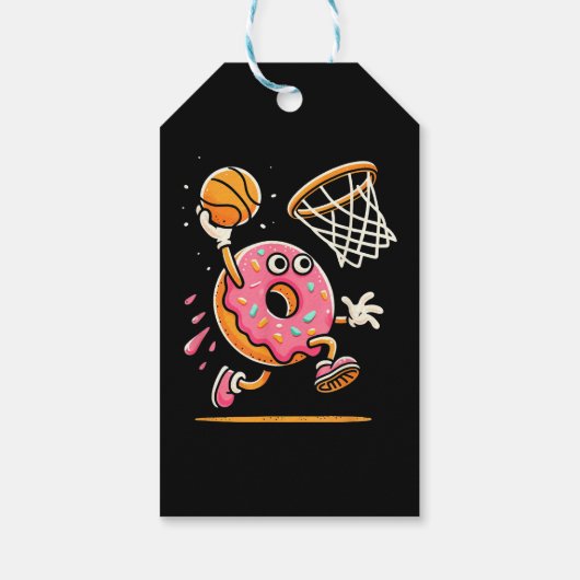 Grappige Donut Dunking Basketbal Voedsel Kampioen Cadeaulabel (Achterkant)