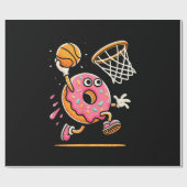 Grappige Donut Dunking Basketbal Voedsel Kampioen Cadeaupapier (Vlak)