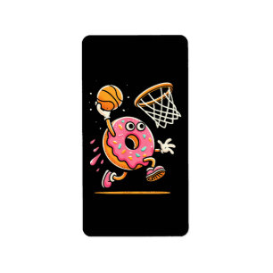 Grappige Donut Dunking Basketbal Voedsel Kampioen Etiket