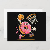Grappige Donut Dunking Basketbal Voedsel Kampioen  Feestdagenkaart (Voorkant / Achterkant)