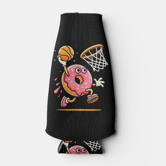 Grappige Donut Dunking Basketbal Voedsel Kampioen Flesjeskoeler (Voorkant)