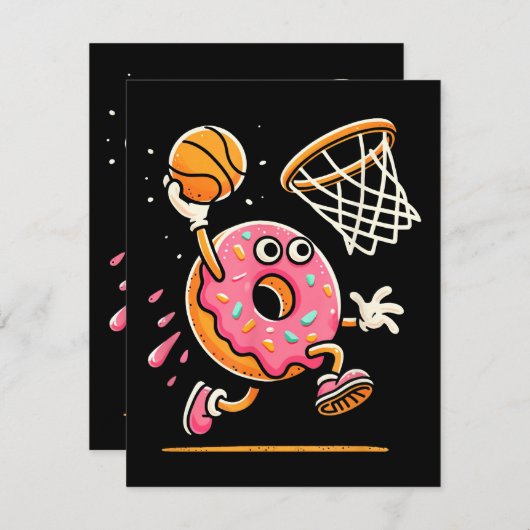 Grappige Donut Dunking Basketbal Voedsel Kampioen Informatiekaartje (Voorkant / Achterkant)
