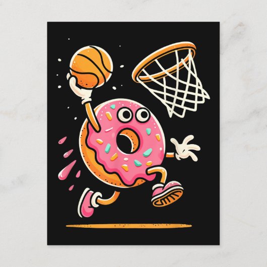 Grappige Donut Dunking Basketbal Voedsel Kampioen Informatiekaartje (Achterkant)