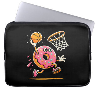 Grappige Donut Dunking Basketbal Voedsel Kampioen Laptop Sleeve