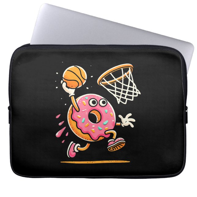Grappige Donut Dunking Basketbal Voedsel Kampioen  Laptop Sleeve (Voorkant)