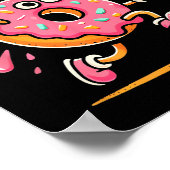 Grappige Donut Dunking Basketbal Voedsel Kampioen Poster (Hoek)