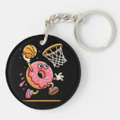 Grappige Donut Dunking Basketbal Voedsel Kampioen Sleutelhanger (Achterkant)