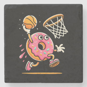 Grappige Donut Dunking Basketbal Voedsel Kampioen  Stenen Onderzetter