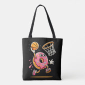 Grappige Donut Dunking Basketbal Voedsel Kampioen Tote Bag (Achterkant)