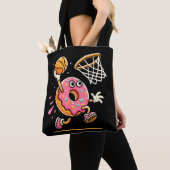 Grappige Donut Dunking Basketbal Voedsel Kampioen Tote Bag (Dichtbij)