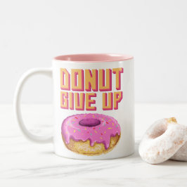 Grappige Donut Geef Niet Op Tweekleurige Koffiemok