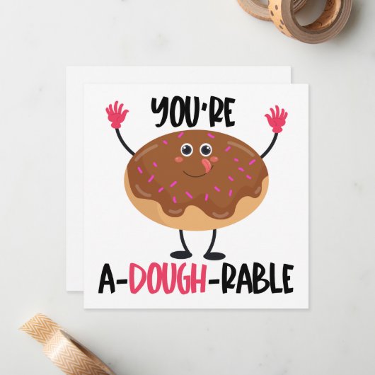 Grappige Donut Pun Notitiekaartje (Voorkant / Achterkant in situ)