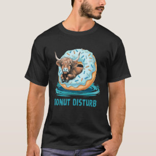 Grappige Donut Stoor Schotse Hoogland Koe Ontwerp T-shirt