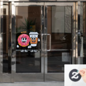 Grappige Donut Winkel Koffie en Donuts Samen Raamsticker (Kantoordeur)