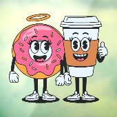 Grappige Donut Winkel Koffie en Donuts Samen Raamsticker (Vel 3)