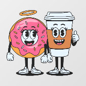 Grappige Donut Winkel Koffie en Donuts Samen Raamsticker (Vel)