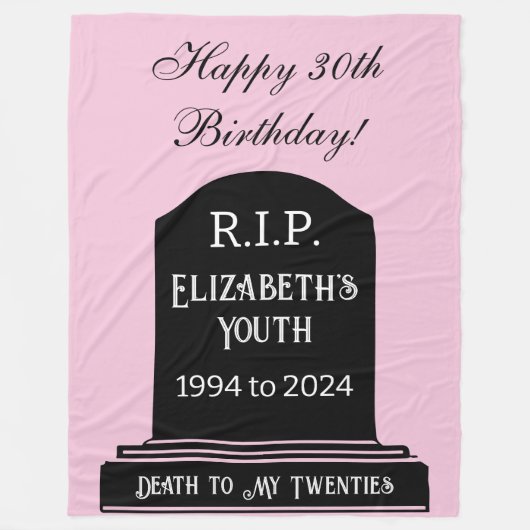 Grappige dood aan mijn jeugd Tombstone verjaardags Fleece Deken (Voorkant)