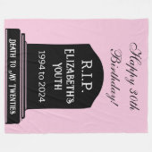 Grappige dood aan mijn jeugd Tombstone verjaardags Fleece Deken (Voorkant (Horizontaal))