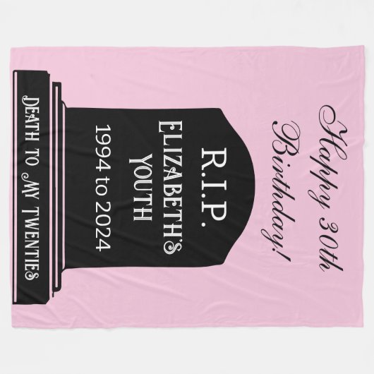 Grappige dood aan mijn jeugd Tombstone verjaardags Fleece Deken (Voorkant (Horizontaal))