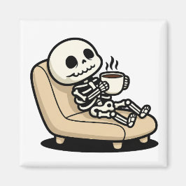 Grappige Doodgraver die Koffie Drinkt | "Dood van  Magneet