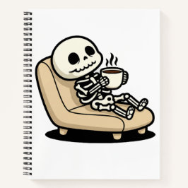 Grappige Doodgraver die Koffie Drinkt | "Dood van  Notitieboek