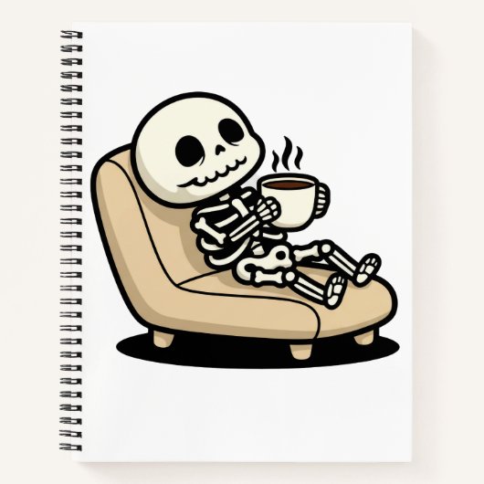 Grappige Doodgraver die Koffie Drinkt | "Dood van Notitieboek (Voorkant)