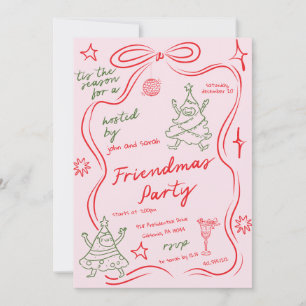 Grappige Doodle Kerst Vriendenfeest Uitnodiging