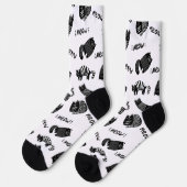 Grappige Doodle Zwarte en Witte Kattensokken Sokken (Links)